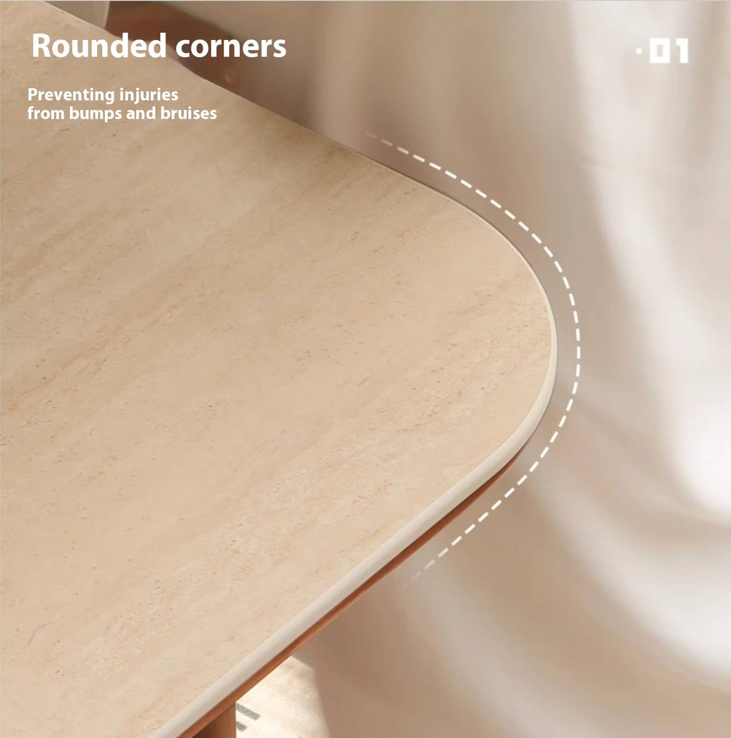 Poplar Solid Wood Medieval Style Rock Plate Dining Table