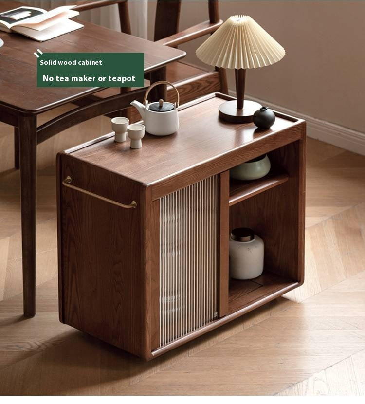 Ash, Oak, Black Walnut Solid Wood Mobile Side Tea Cabinet
