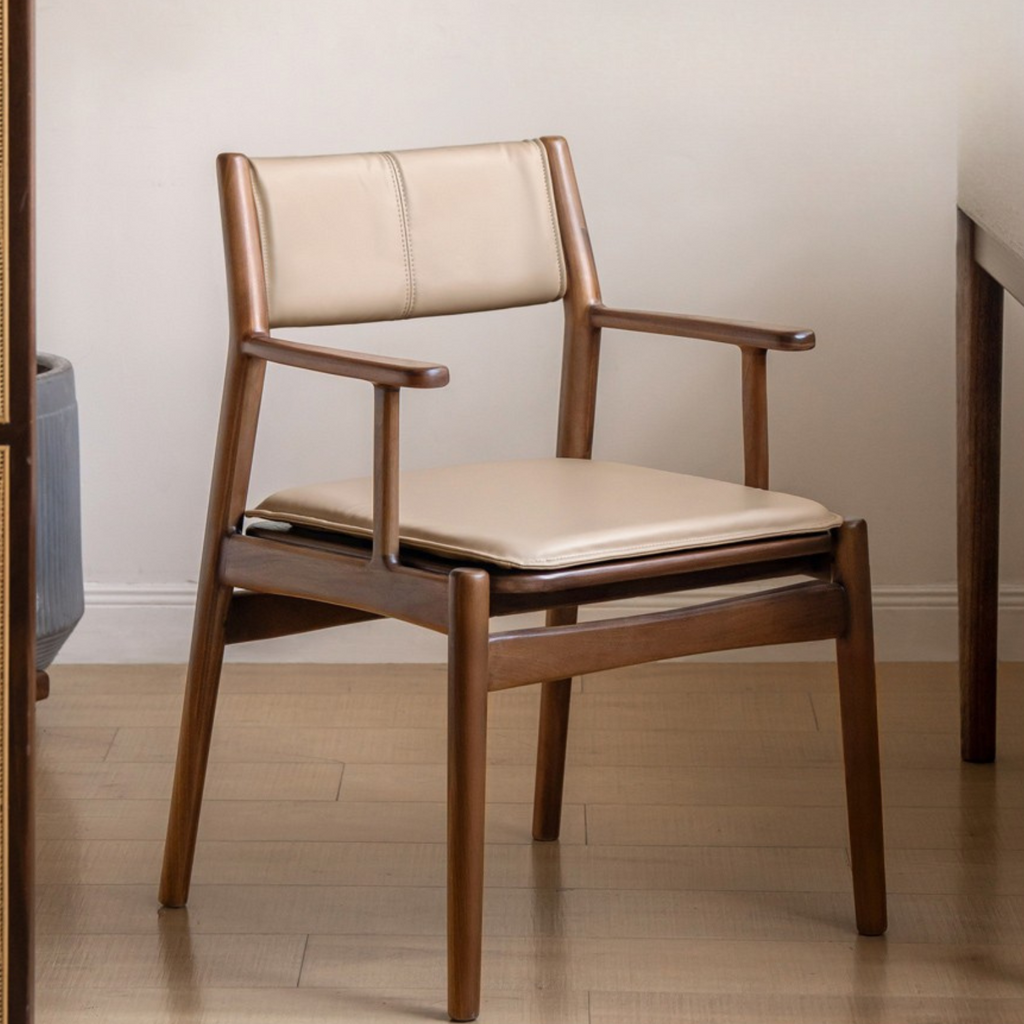 Golden Sandalwood Solid Wood Dining Soft Chair