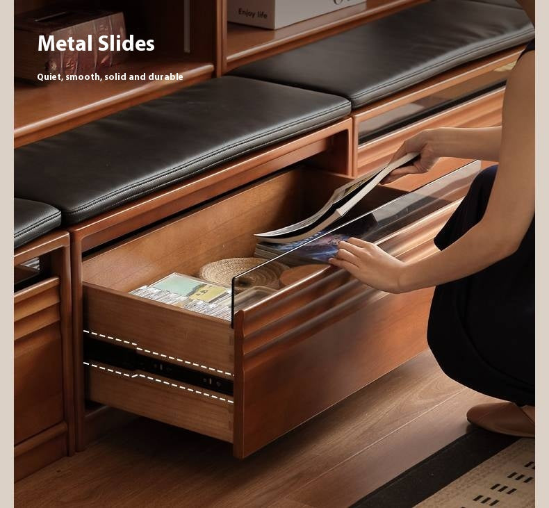 Poplar Solid Wood Antique Style Bookshelf Combination