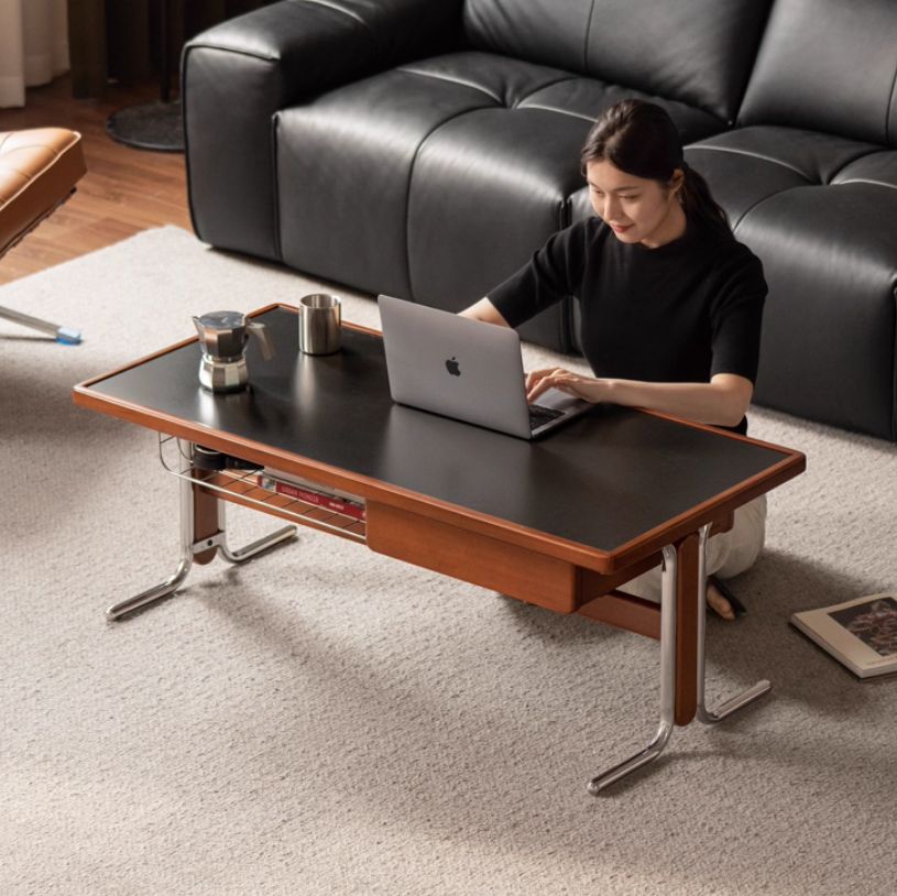 Poplar Solid Wood Ancient Style Rock Plate Tea Table