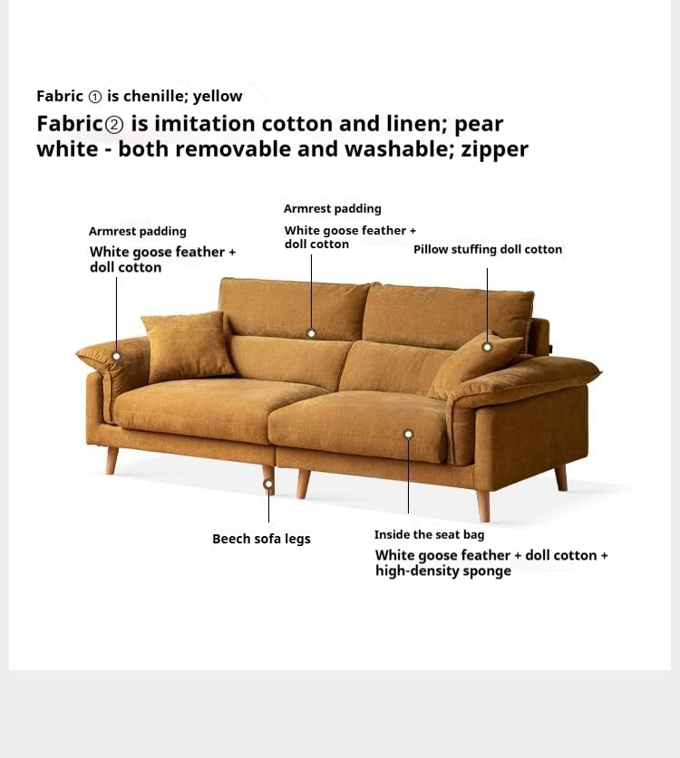 Fabric Sofa Simple High Backrest-