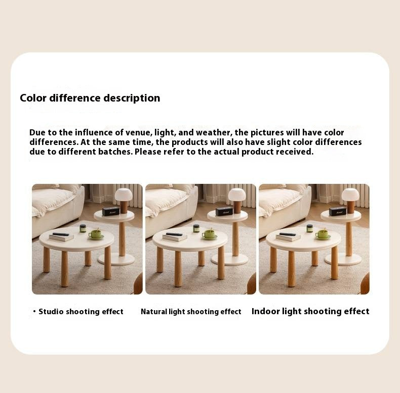 Oak Solid Wood Round Coffee Table Combination