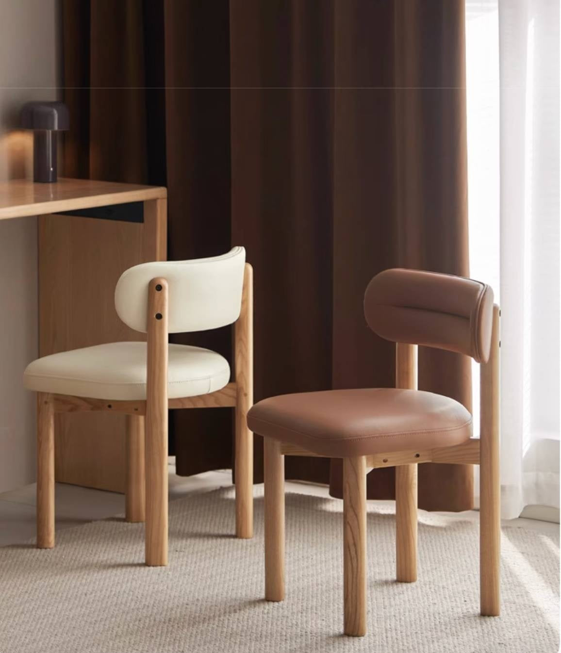 Ash Solid Wood Modern Makeup Stool