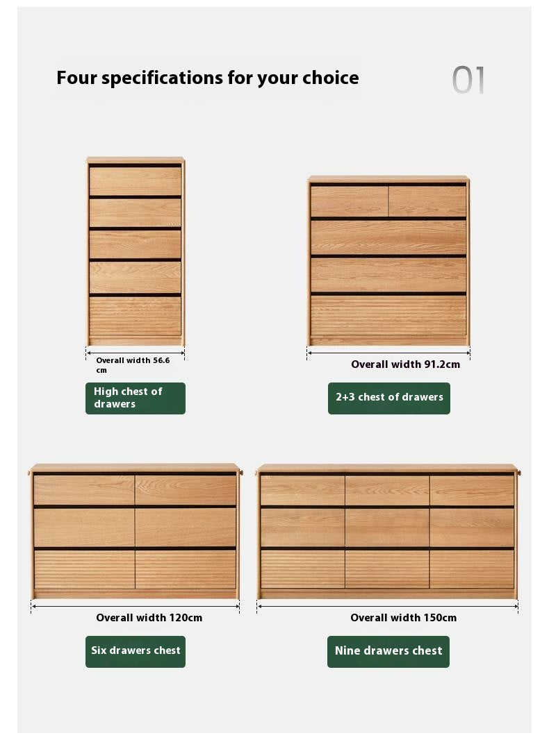 Oak Solid Wood Modern Drawer Cabinet