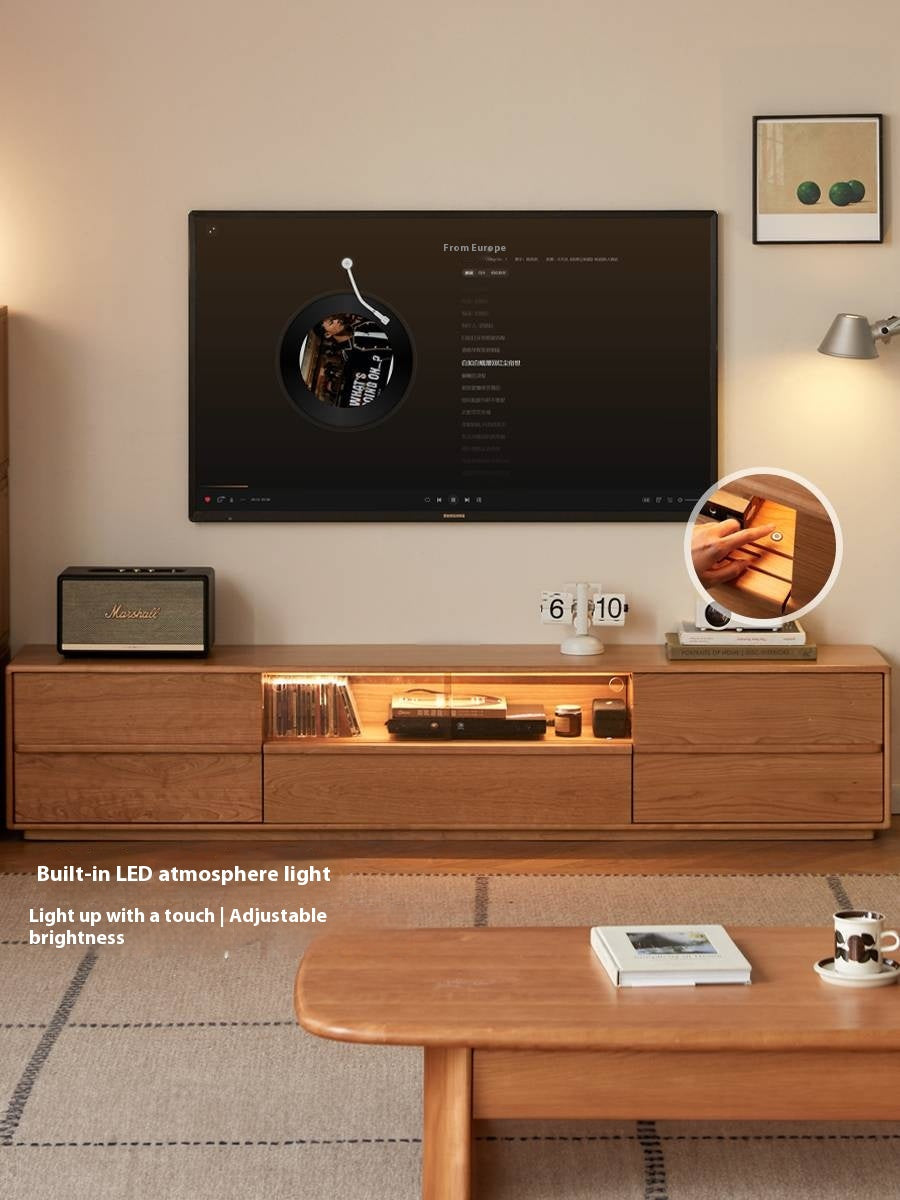 Cherry Solid Wood Modern Simple Floor TV Stand