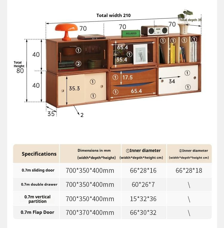 Poplar Solid Wood TV Cabinet Antique Style Module Combination.