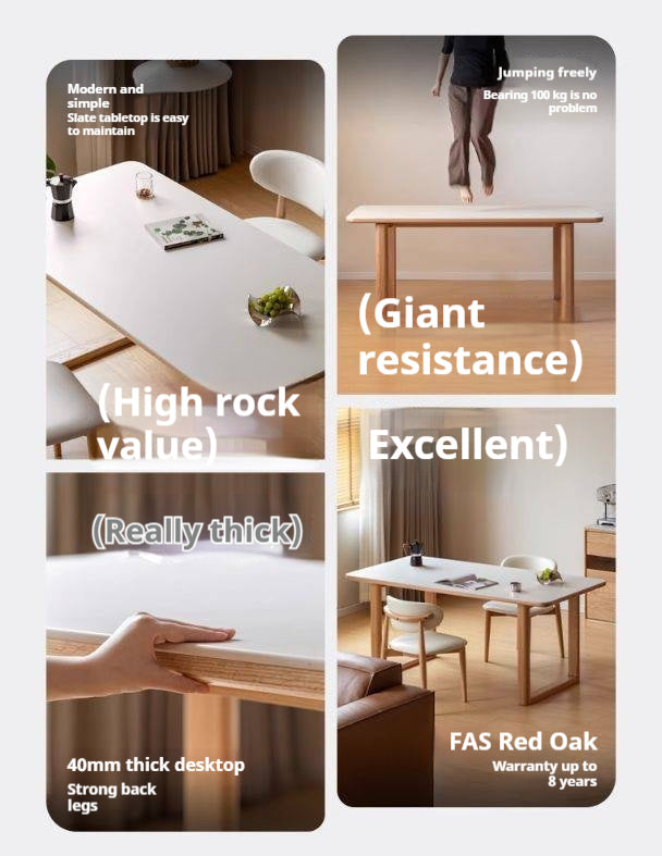 Ash, Oak Solid Wood Rock Board Dining Table