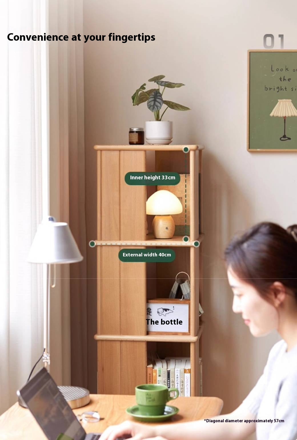 Beech Solid Wood Rotating Bookshelf