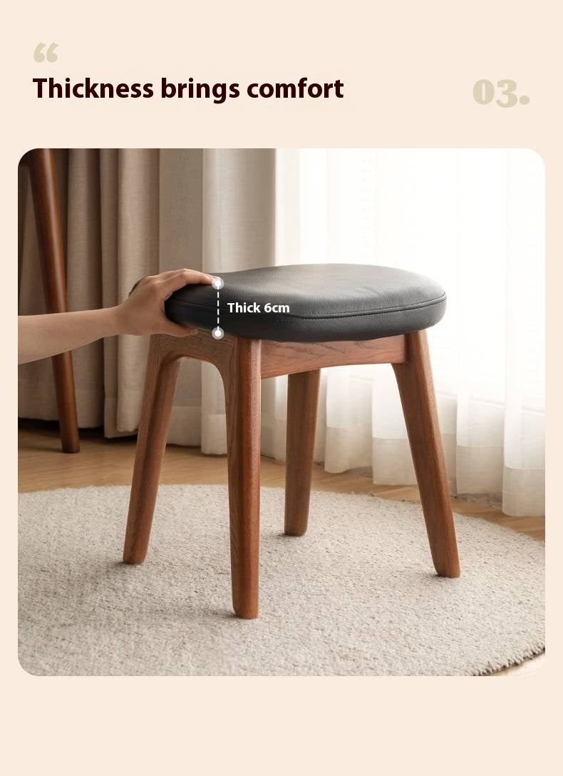 Oak, Cherry Solid Wood Makeup Stool