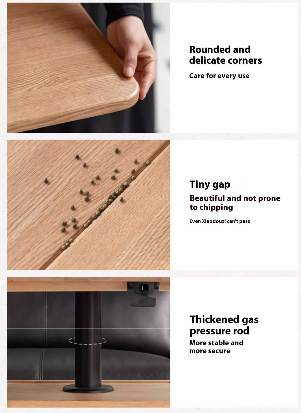 Oak Solid Wood Modern Style Lifting Mobile Coffee Table