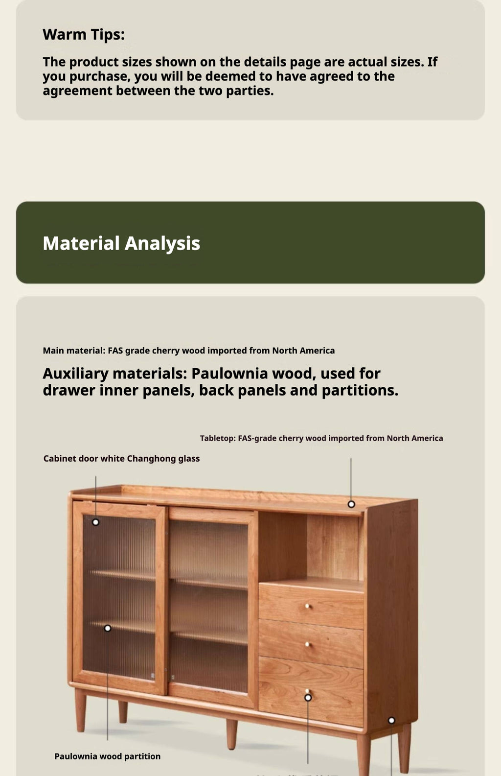 Cherry, Ash Solid Wood Ancient Style Ultra Thin Side Cabinet