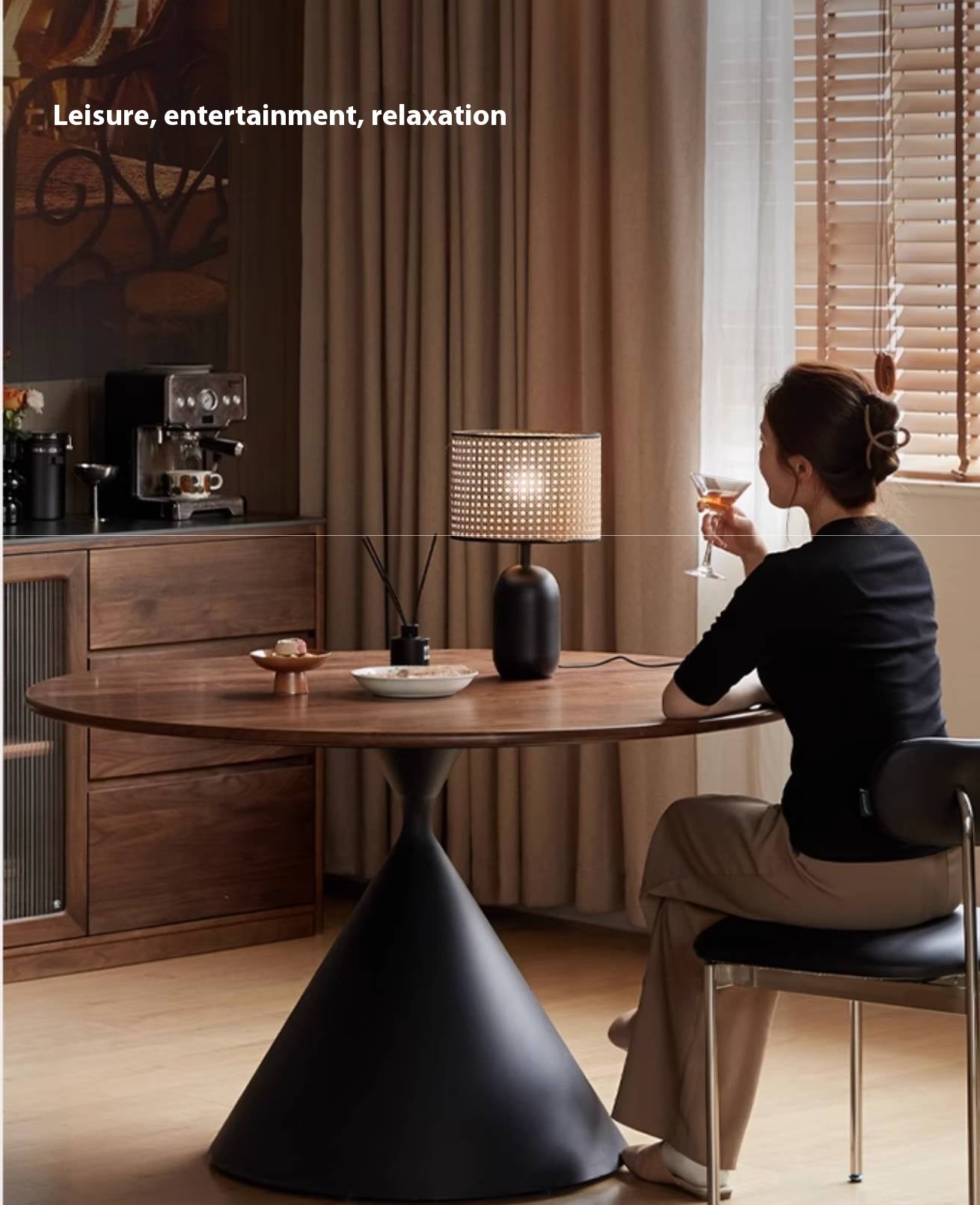 Black Walnut Solid Wood Light Luxury Style Dining Table