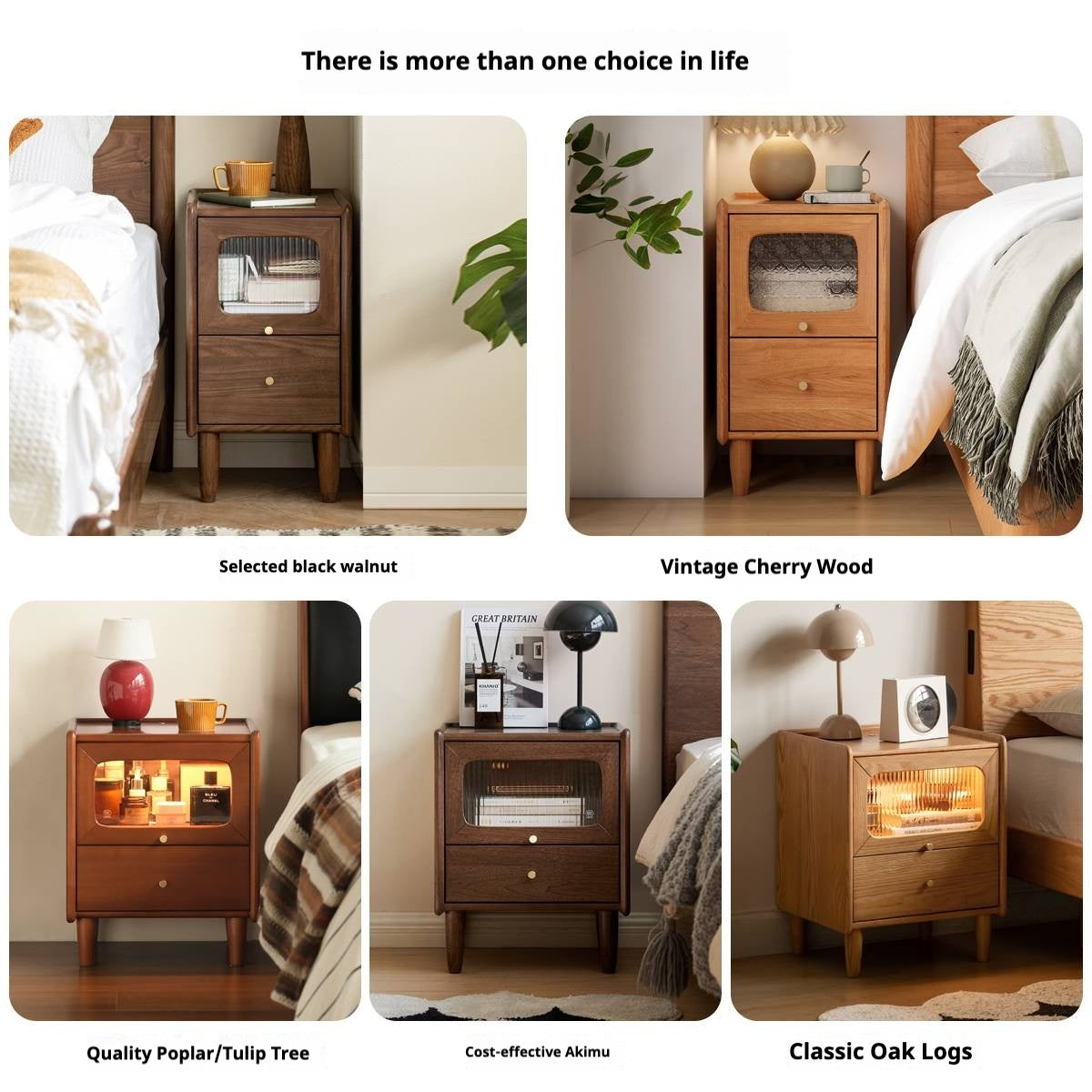 Oak Solid Wood Modern Style Nightstand