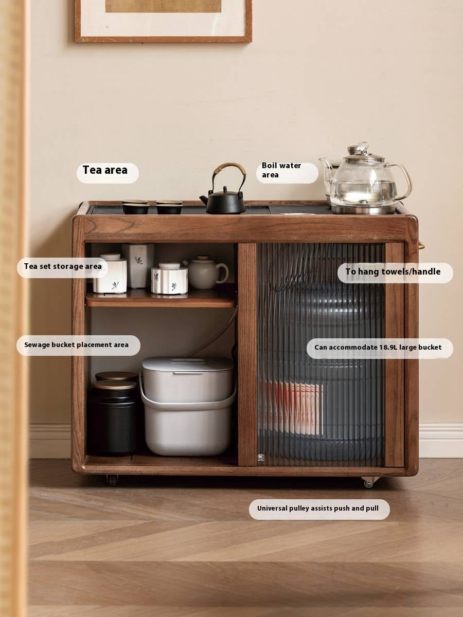 Ash, Oak, Black Walnut Solid Wood Mobile Side Tea Cabinet