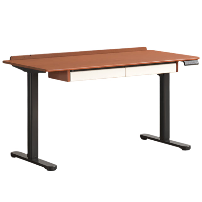 Poplar Solid Wood Antique Style Office Desk With Electric Lift