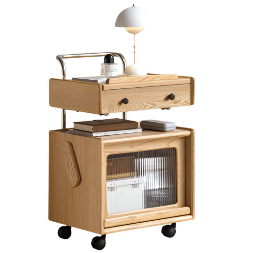 Ash Solid Wood Modern Style Mobile Side Table
