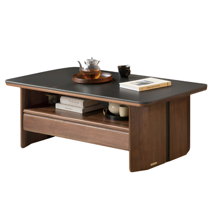 Black Walnut Solid Wood Rock Plate Coffee Table