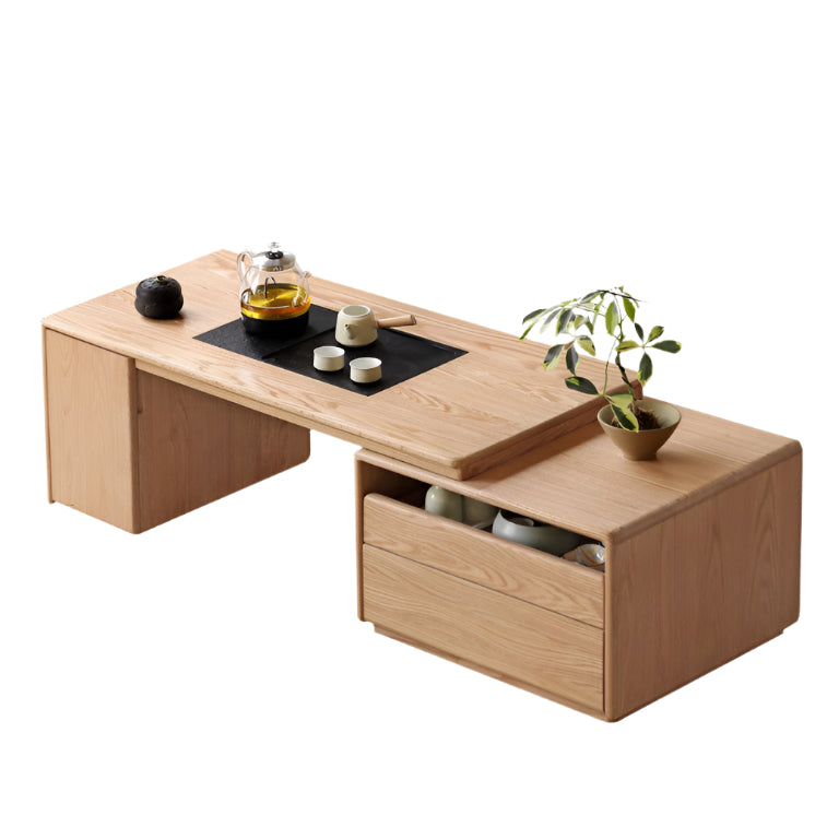 Oak, Black Walnut Solid Wood Telescopic Tea Table