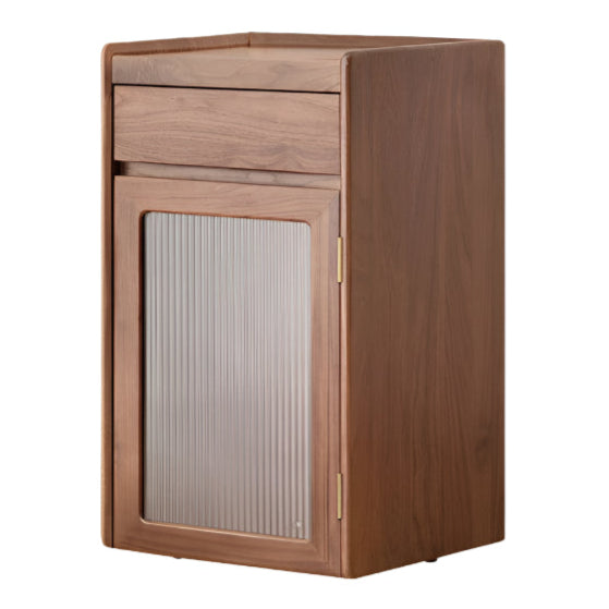 Black Walnut, Oak Solid Mobile Wood Tea Cabinet