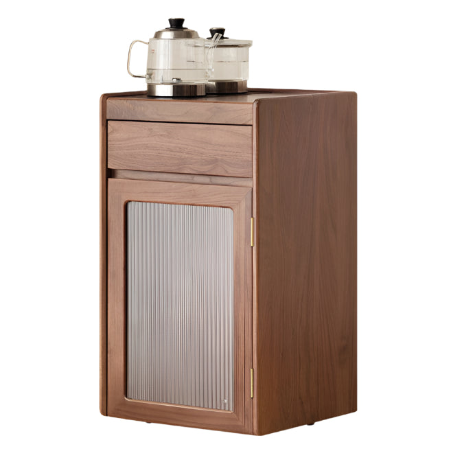 Black Walnut, Oak Solid Mobile Wood Tea Cabinet