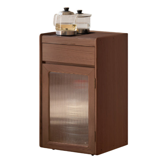 Black Walnut, Oak Solid Mobile Wood Tea Cabinet
