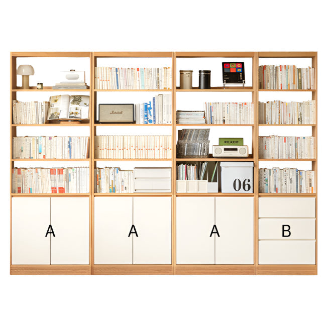 Oak Solid Wood Cream Style Bookcase