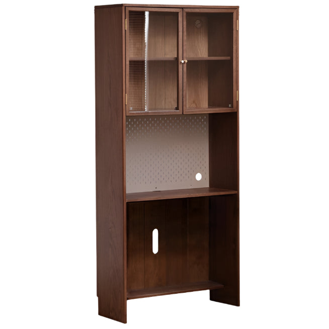 Oak, Black Walnut Solid Wood Office Desk With Integrated Bookshelf