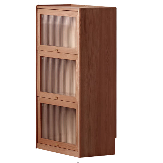 Oak Solid Wood Modern Glass Bookcase Combination