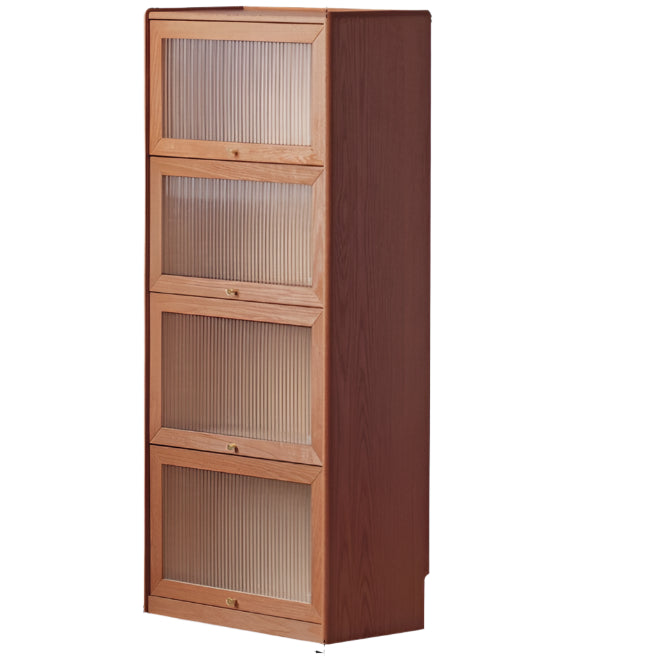 Oak Solid Wood Modern Glass Bookcase Combination