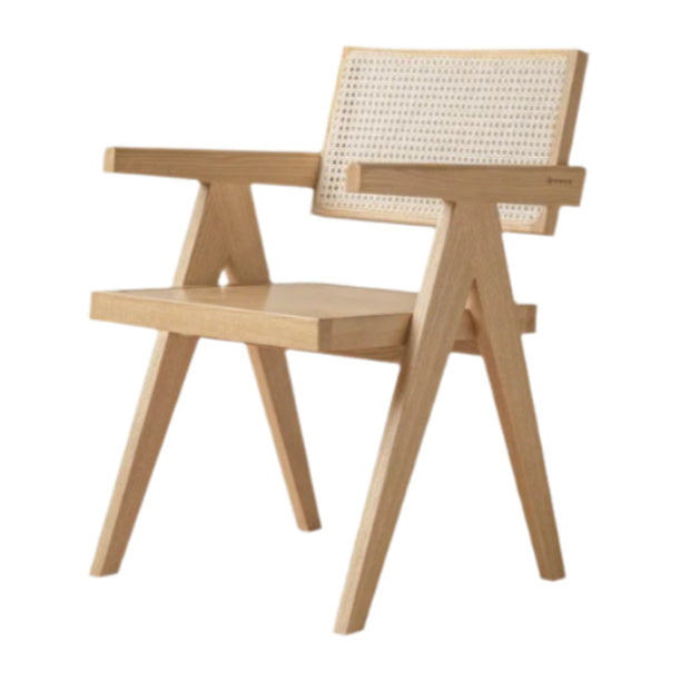 Oak Solid Wood Light Luxury Rattan Chair