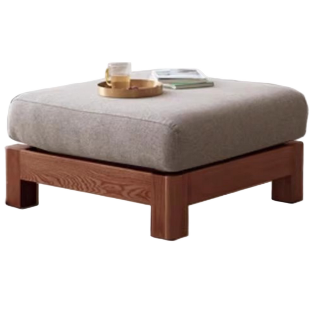 Ash, Oak, Black Walnut Solid Wood  Fabric Footstool-