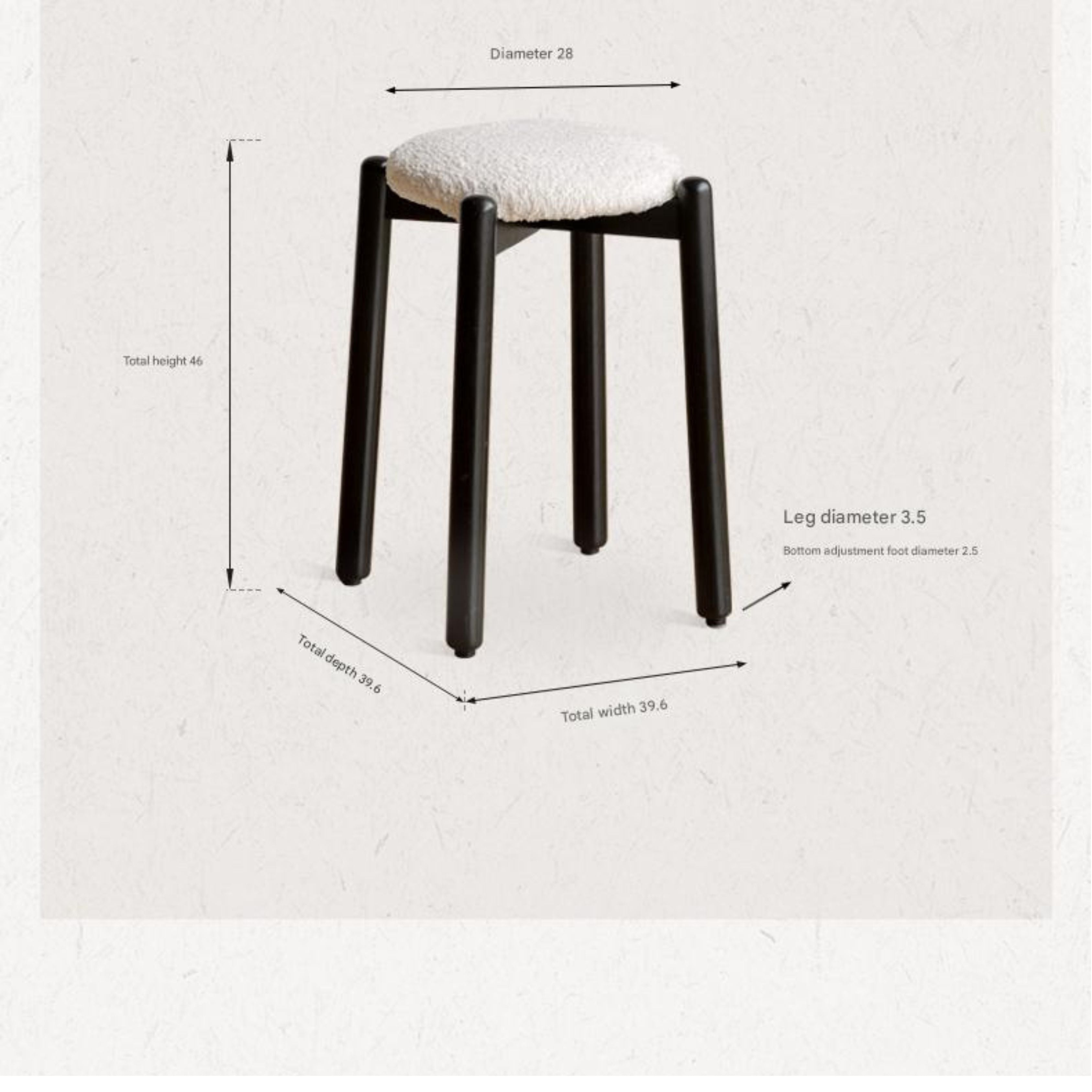 Solid Rubberwood Modern Stacking Stool