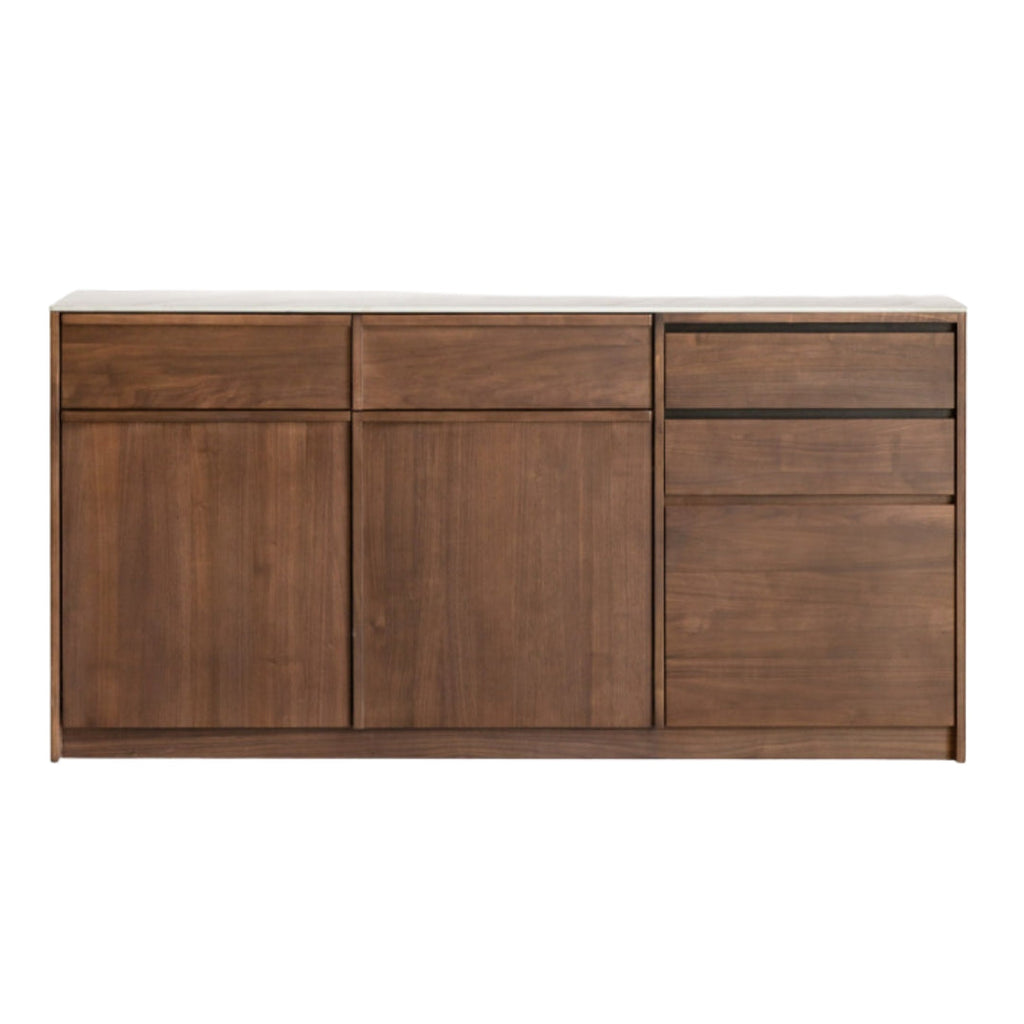 Black Walnut Solid Wood Dining Cabinet Antique Style Rock Board