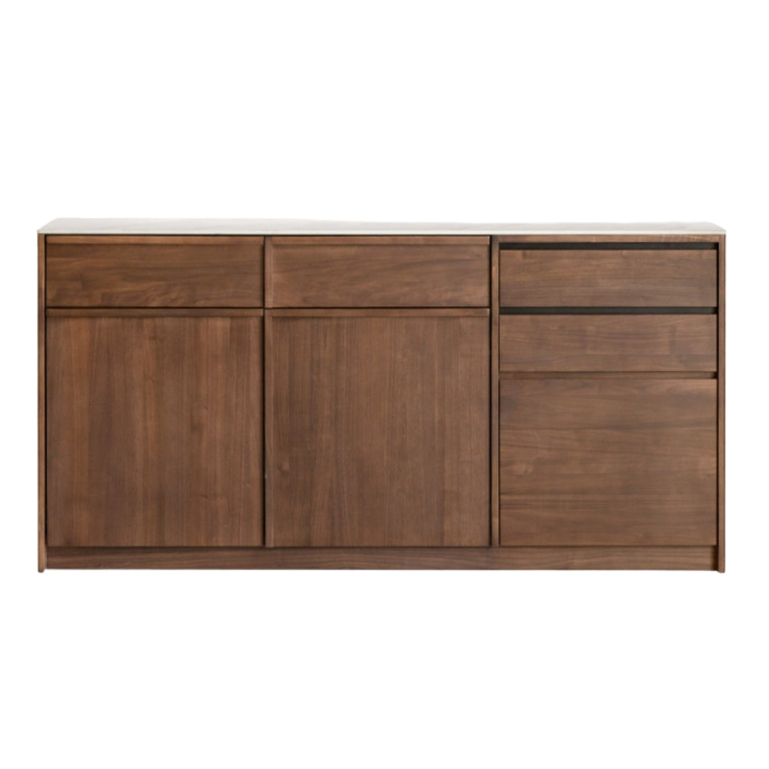 Black Walnut Solid Wood Dining Cabinet Antique Style Rock Board