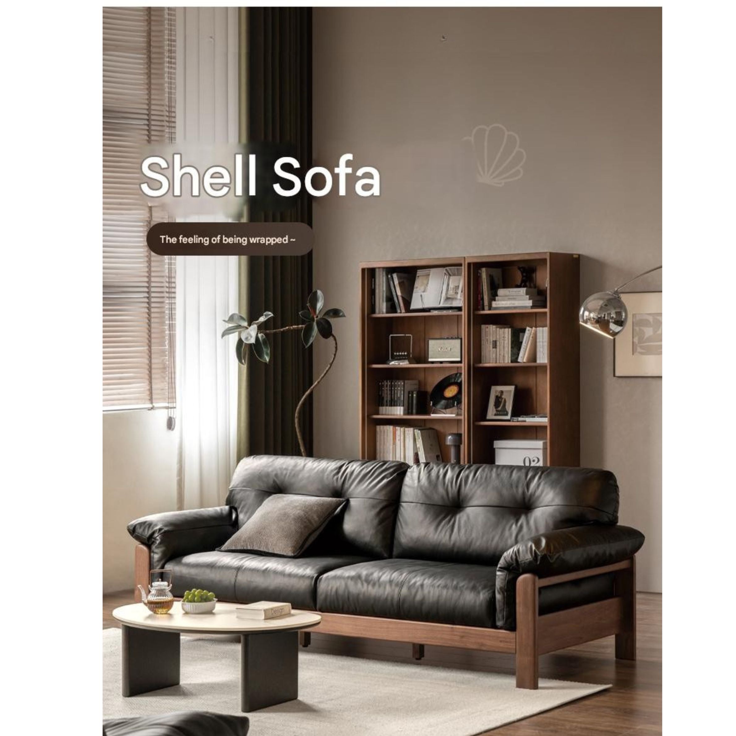 Black Walnut, Ash Solid Wood Modern Sofa