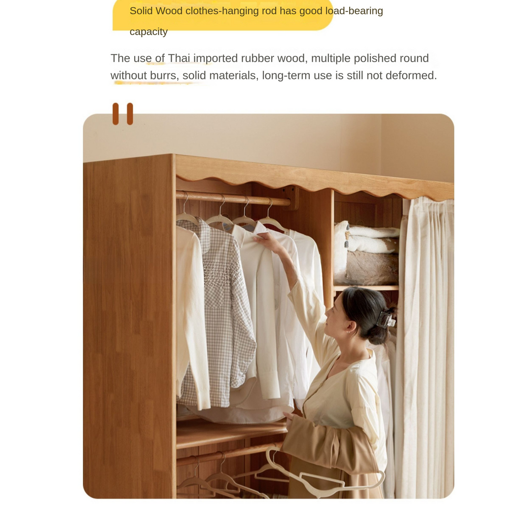 Solid Rubberwood Dustproof Layered Wardrobe