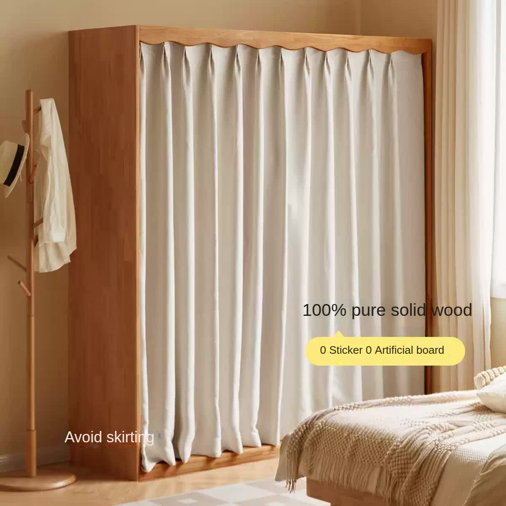 Solid Rubberwood Dustproof Layered Wardrobe