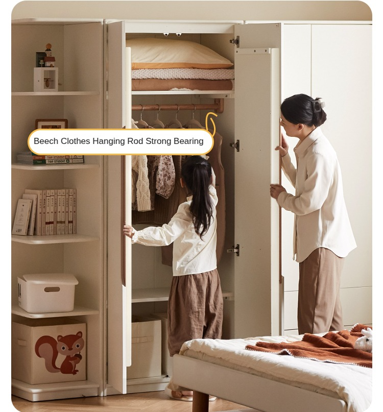 Solid Rubberwood, Beech Solid Wood Children's Wardrobe