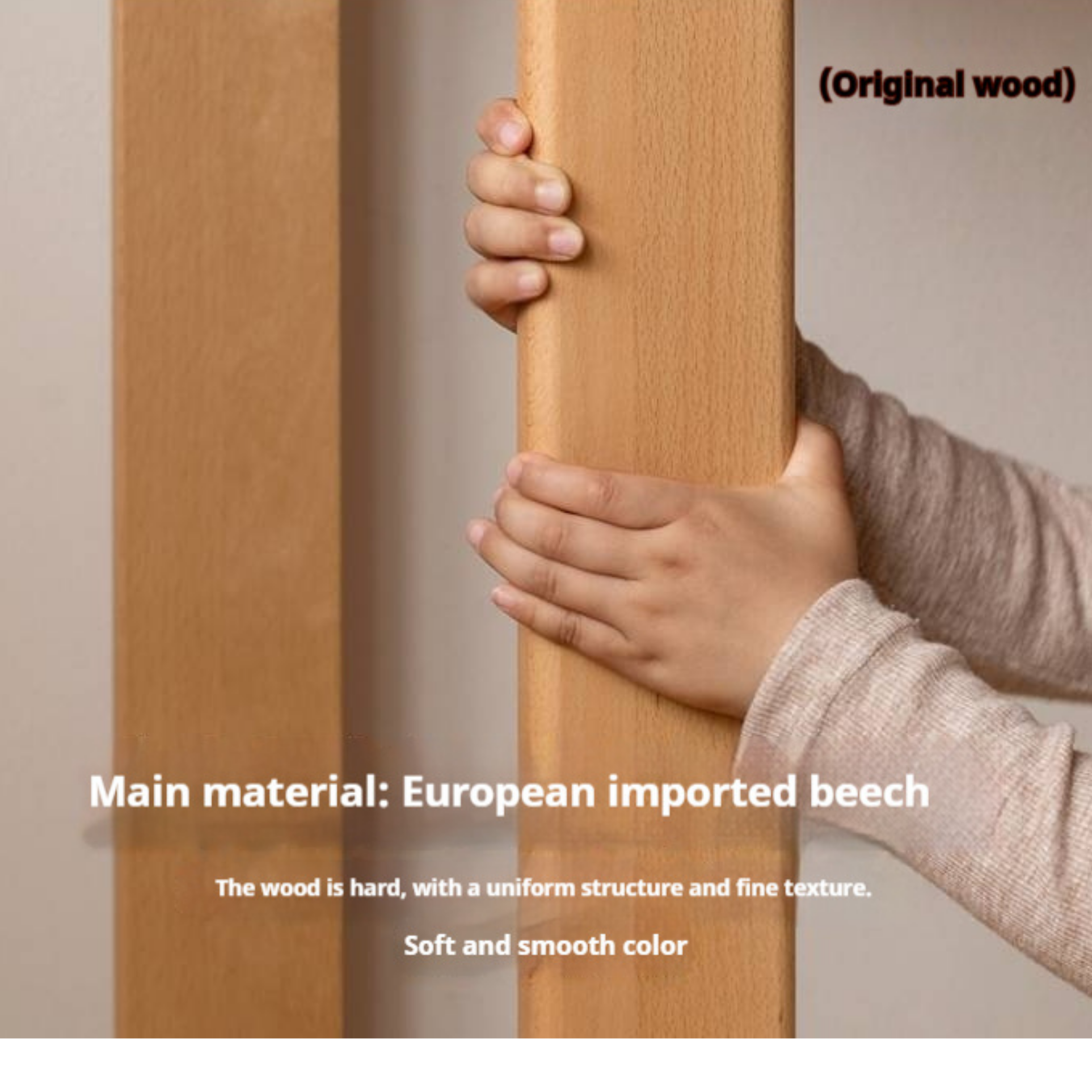 Beech Solid Wood Children's Desk with Pulleys Movable Storage