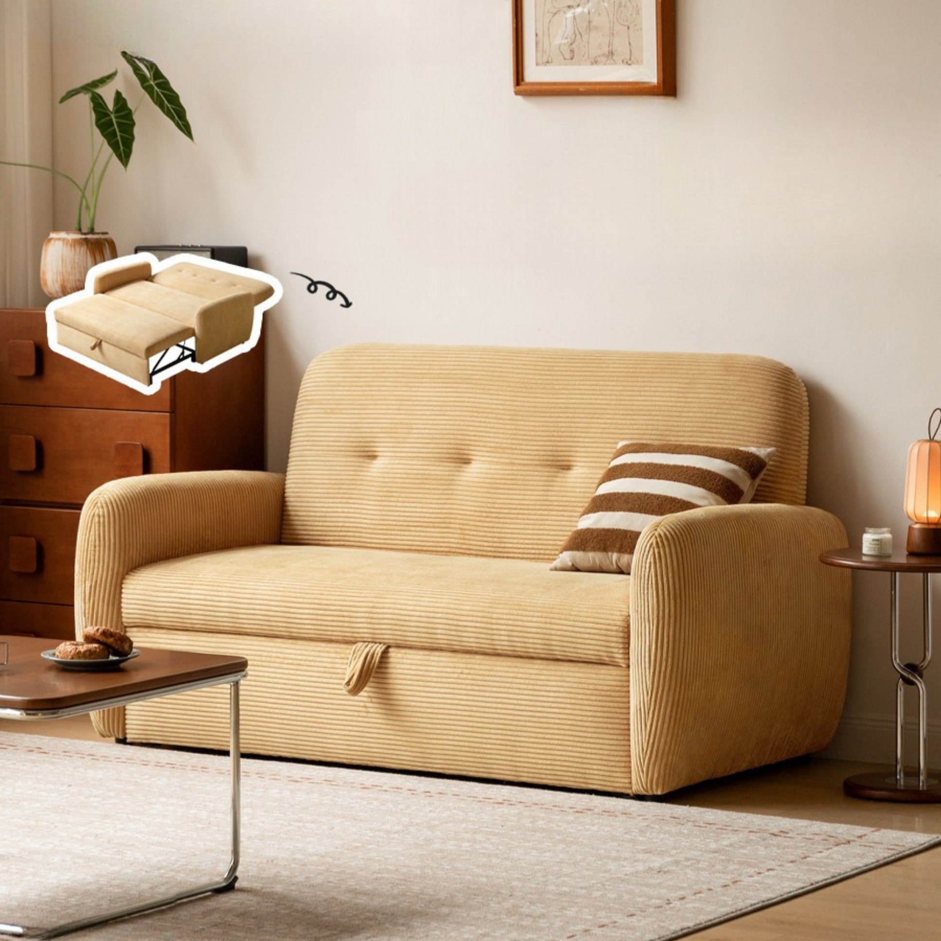 Fabric Retractable Modern Sofa Bed