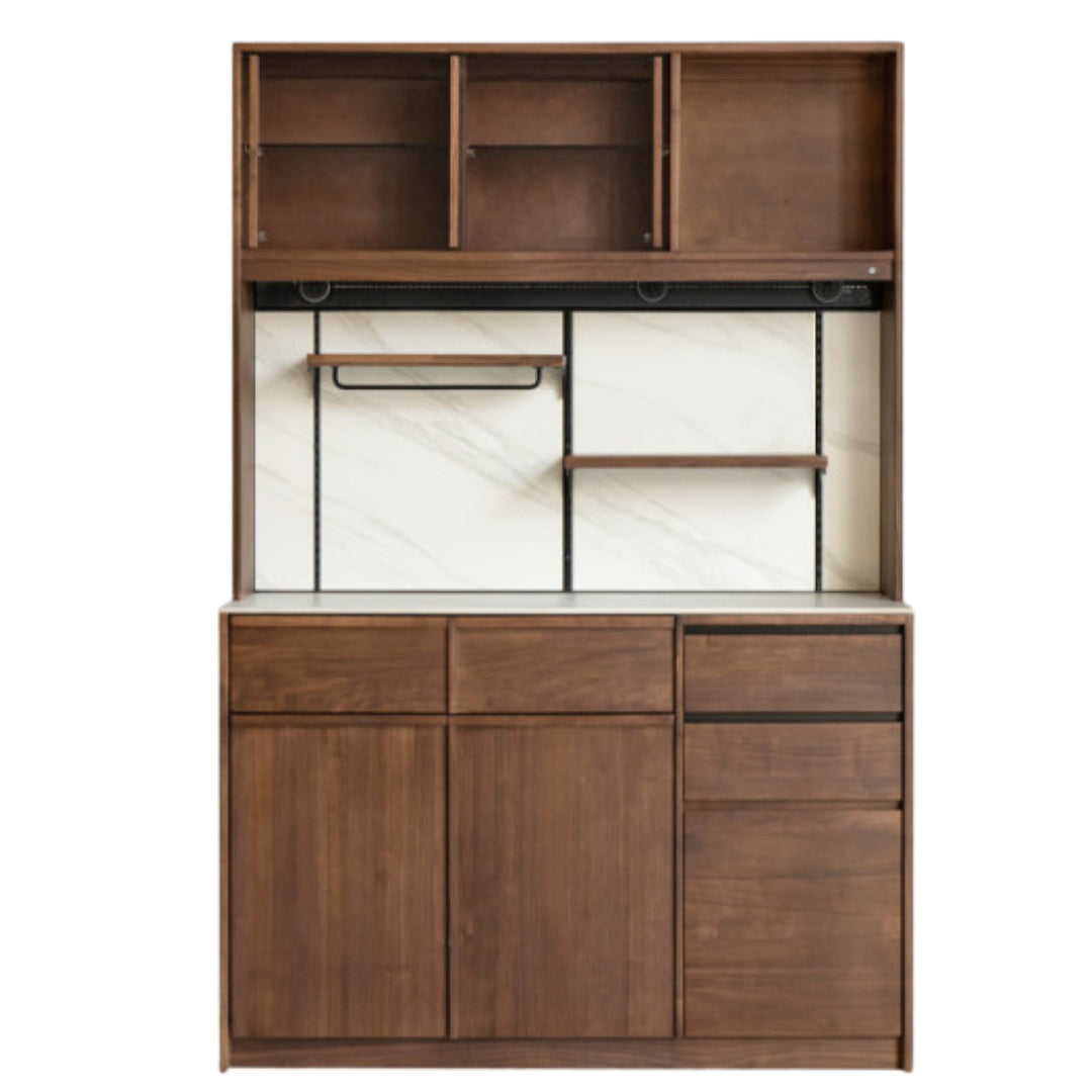 Black Walnut Solid Wood Dining Cabinet Antique Style Rock Board