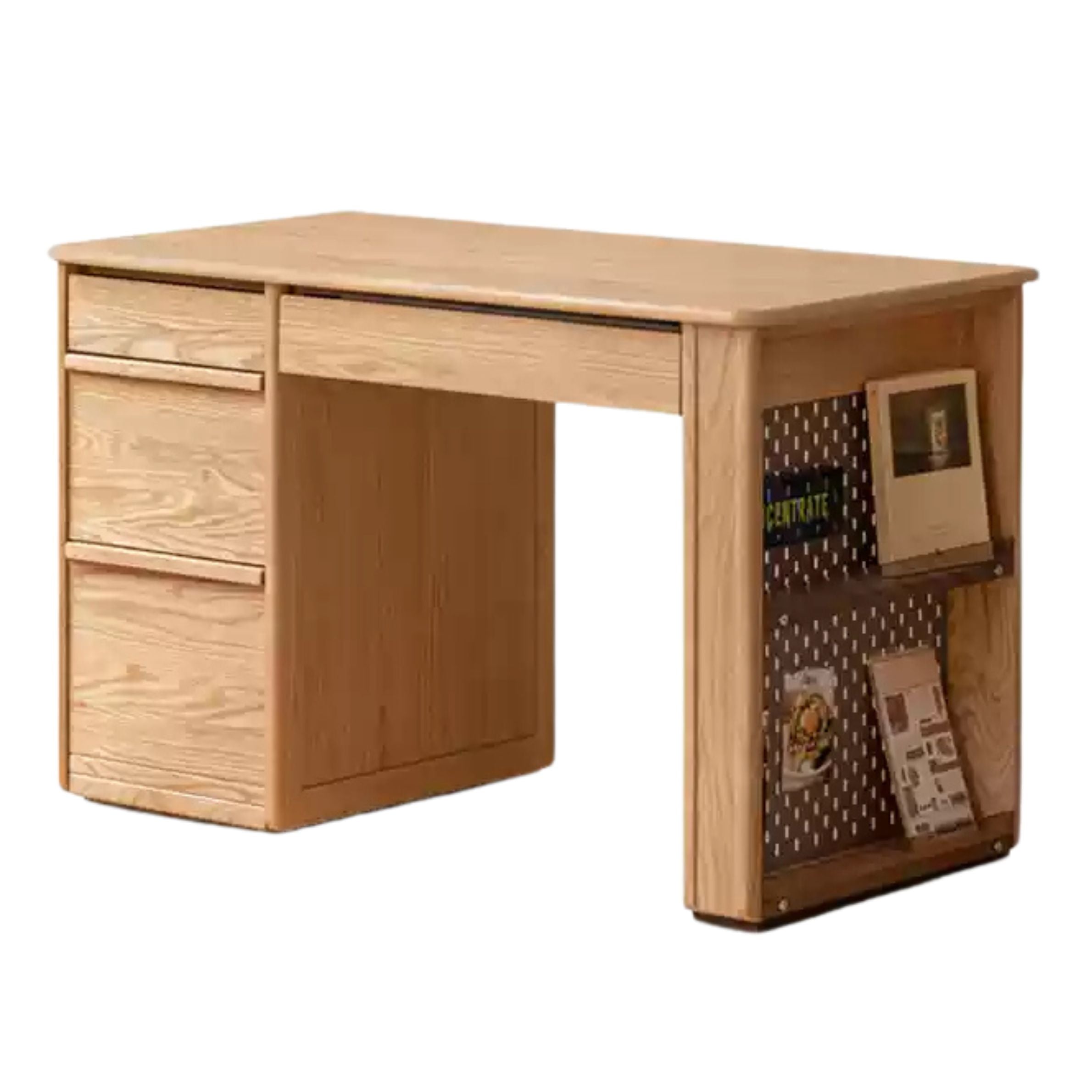 Oak Solid Wood Modern Computer Desk With Shelf