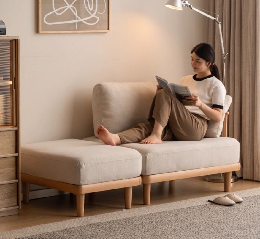 Beech Solid Wood Fabric Sofa Free Combination