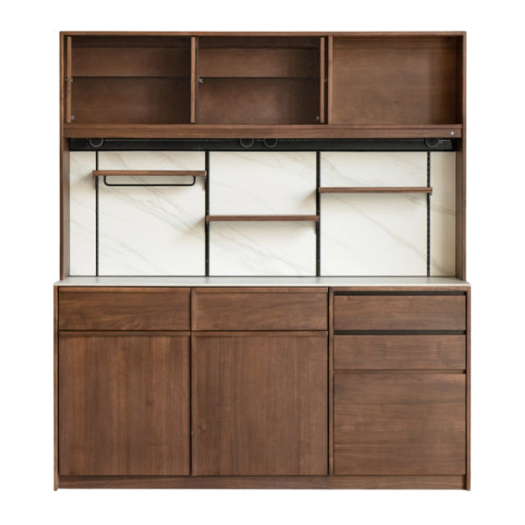 Black Walnut Solid Wood Dining Cabinet Antique Style Rock Board