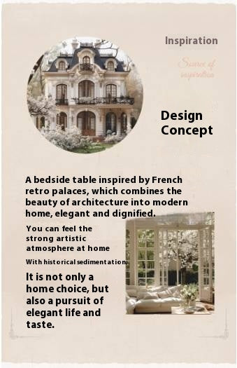 Cherry, Oak Solid Wood French Retro Nightstand