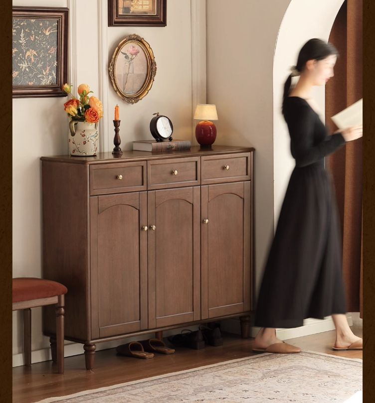 Sandalwood Solid Wood American Retro Storage Shoe Cabinet