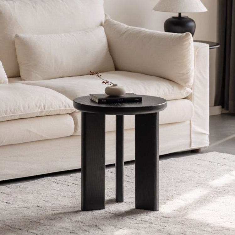 Ash Solid Wood Wabi-Sabi Style Round Side Table