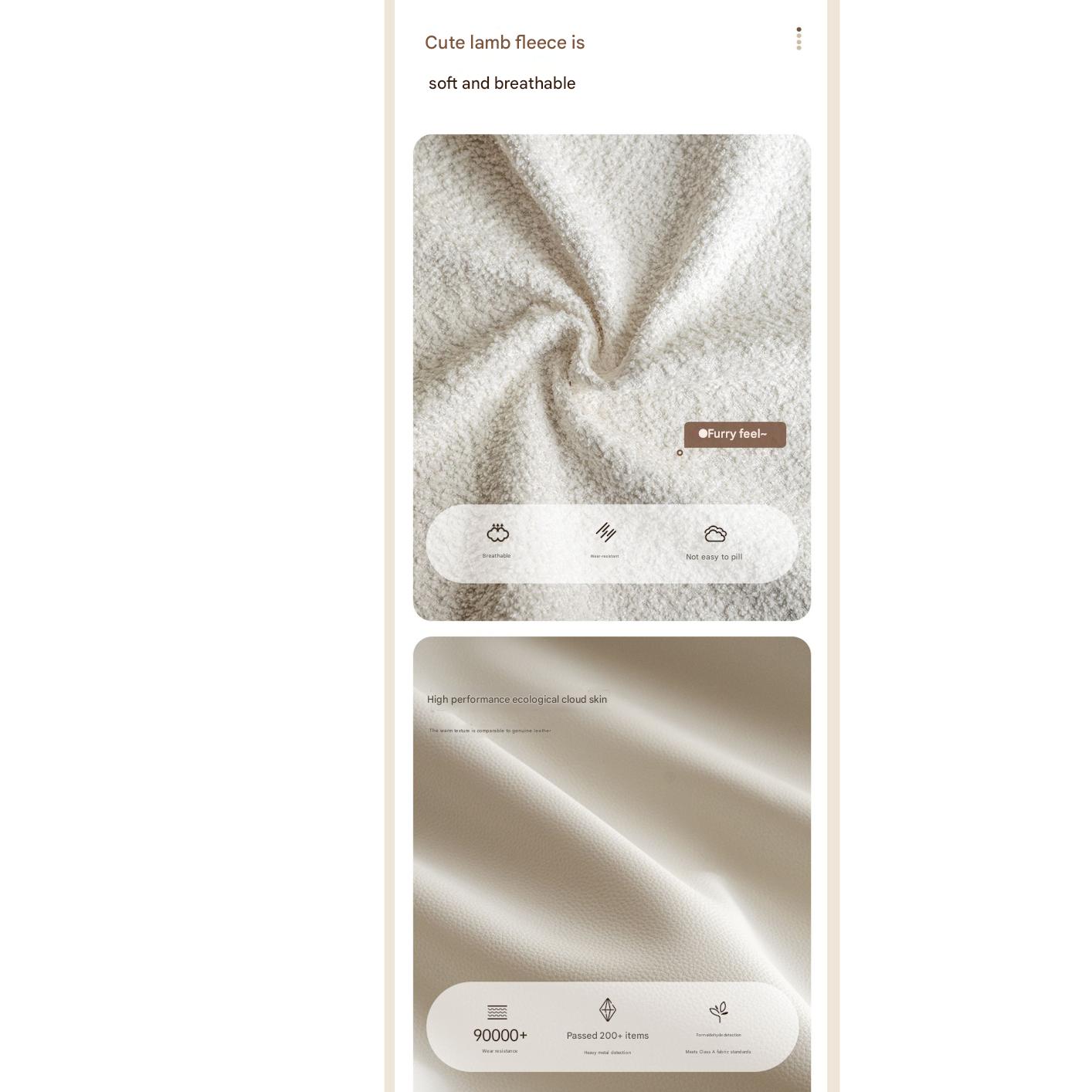 Eco-Leather, Imitation Sheepskin Makeup Stool