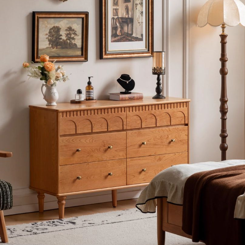 Cherry Solid Wood French Retro Bucket Cabinet